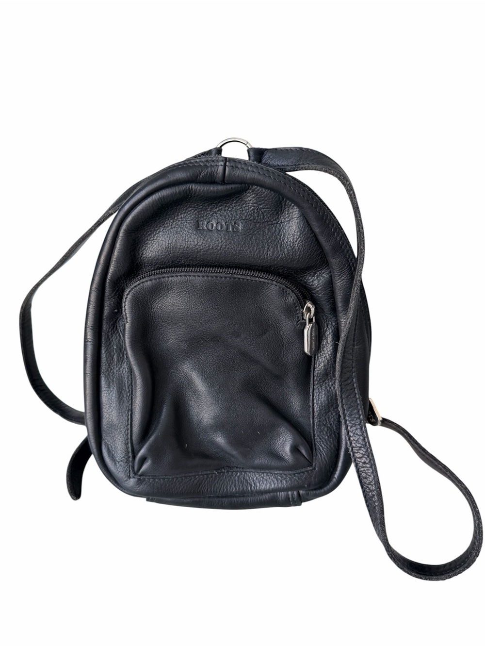 Vintage ROOTS CANADA Black Leather Small Backpack Adjustable Unisex Style